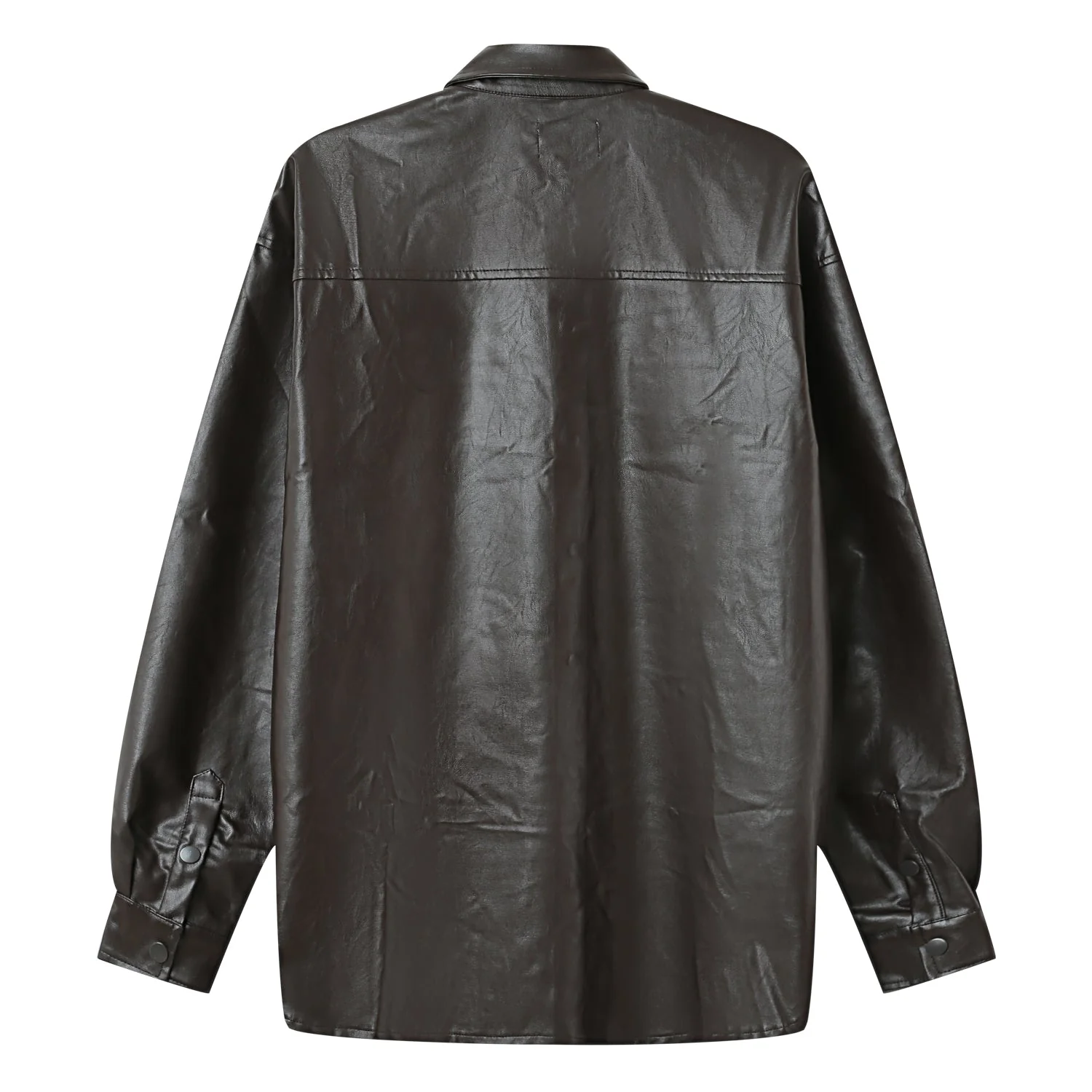 Chemise manches longues simili cuir Marron - Image 7