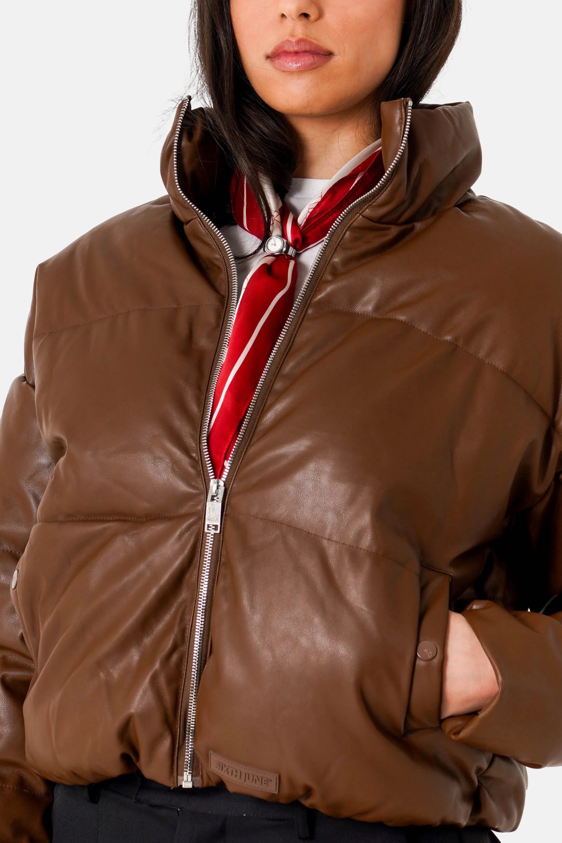 VEGAN leather puffer jacket - Image 3