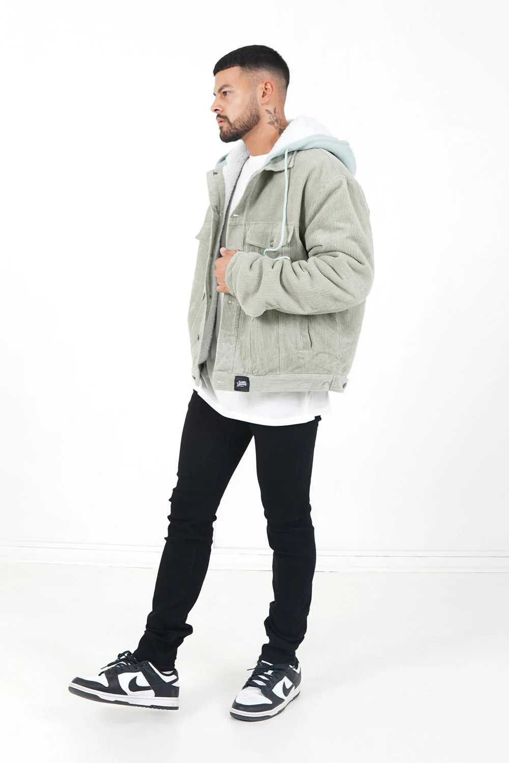 Veste velours sherpa capuche Vert - Image 2