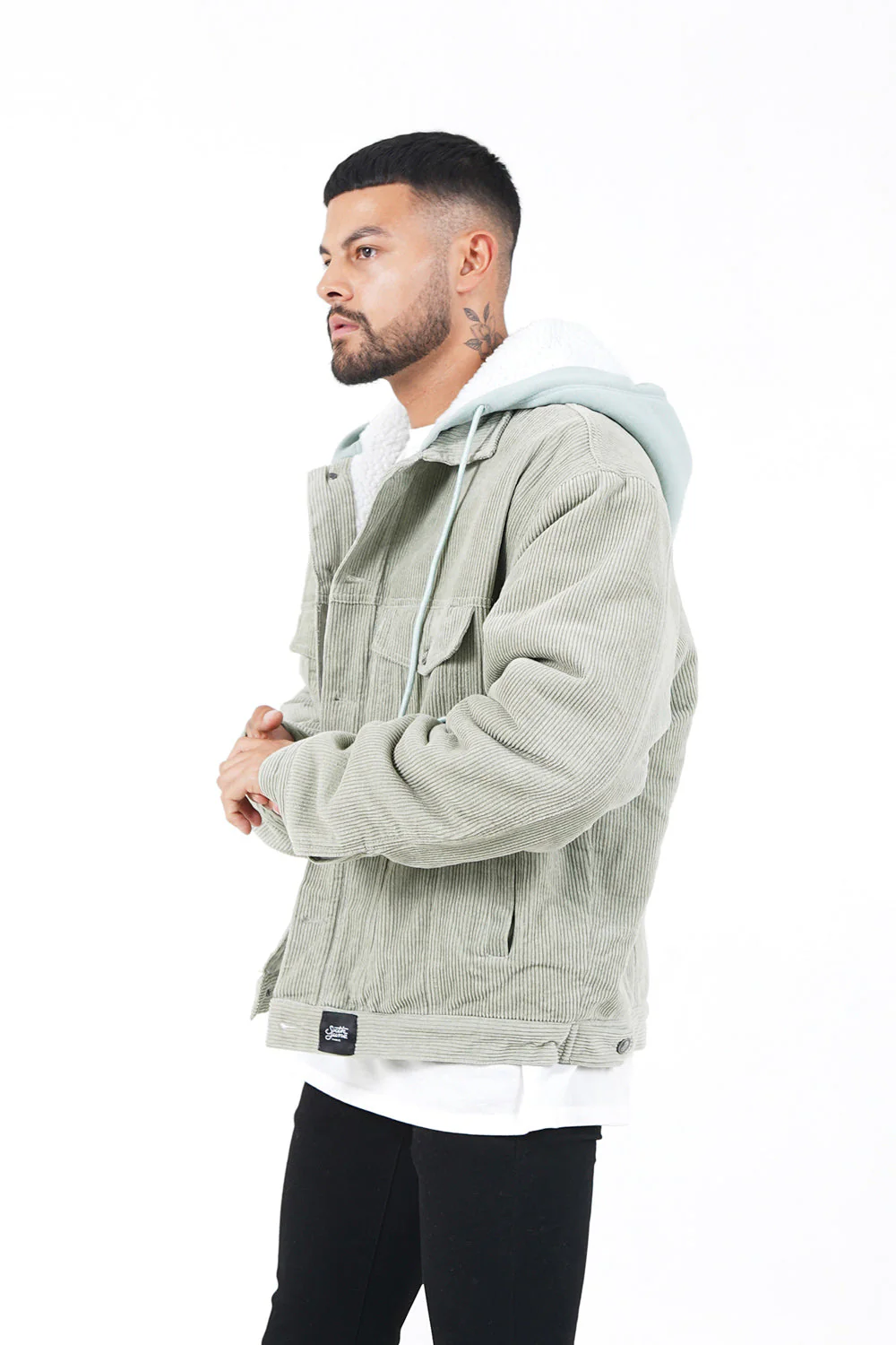 Veste velours sherpa capuche Vert - Image 4