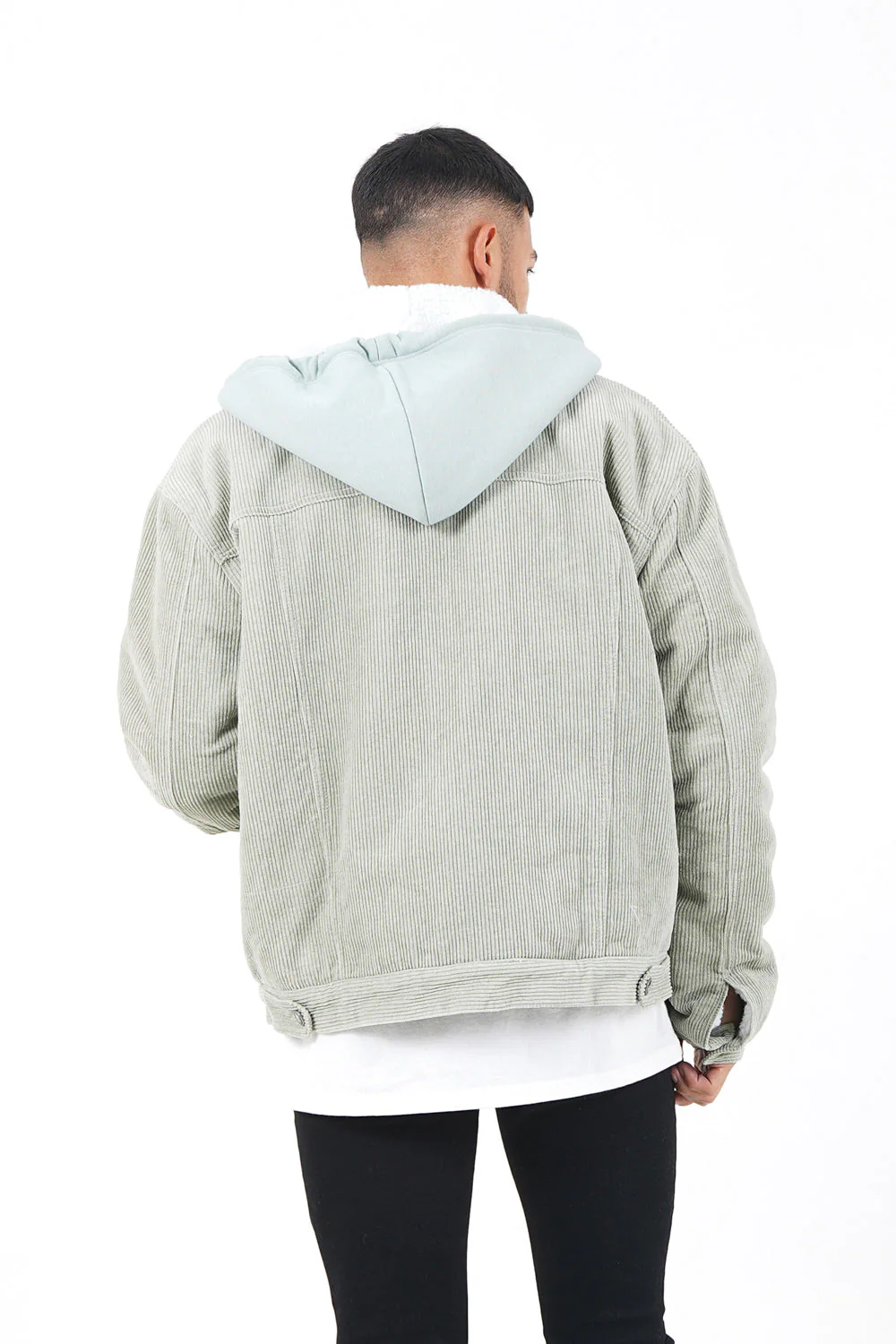 Veste velours sherpa capuche Vert - Image 5