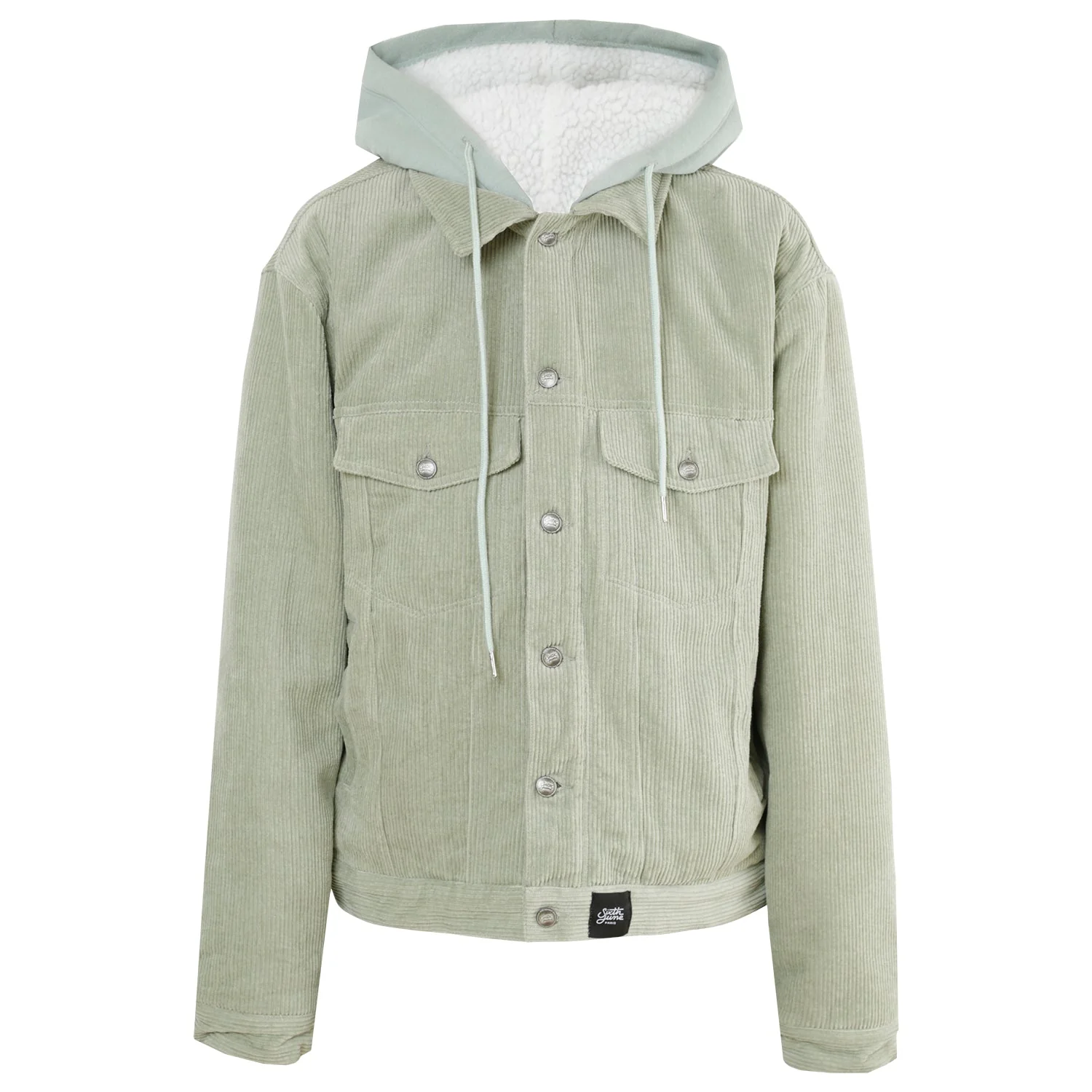 Veste velours sherpa capuche Vert - Image 6