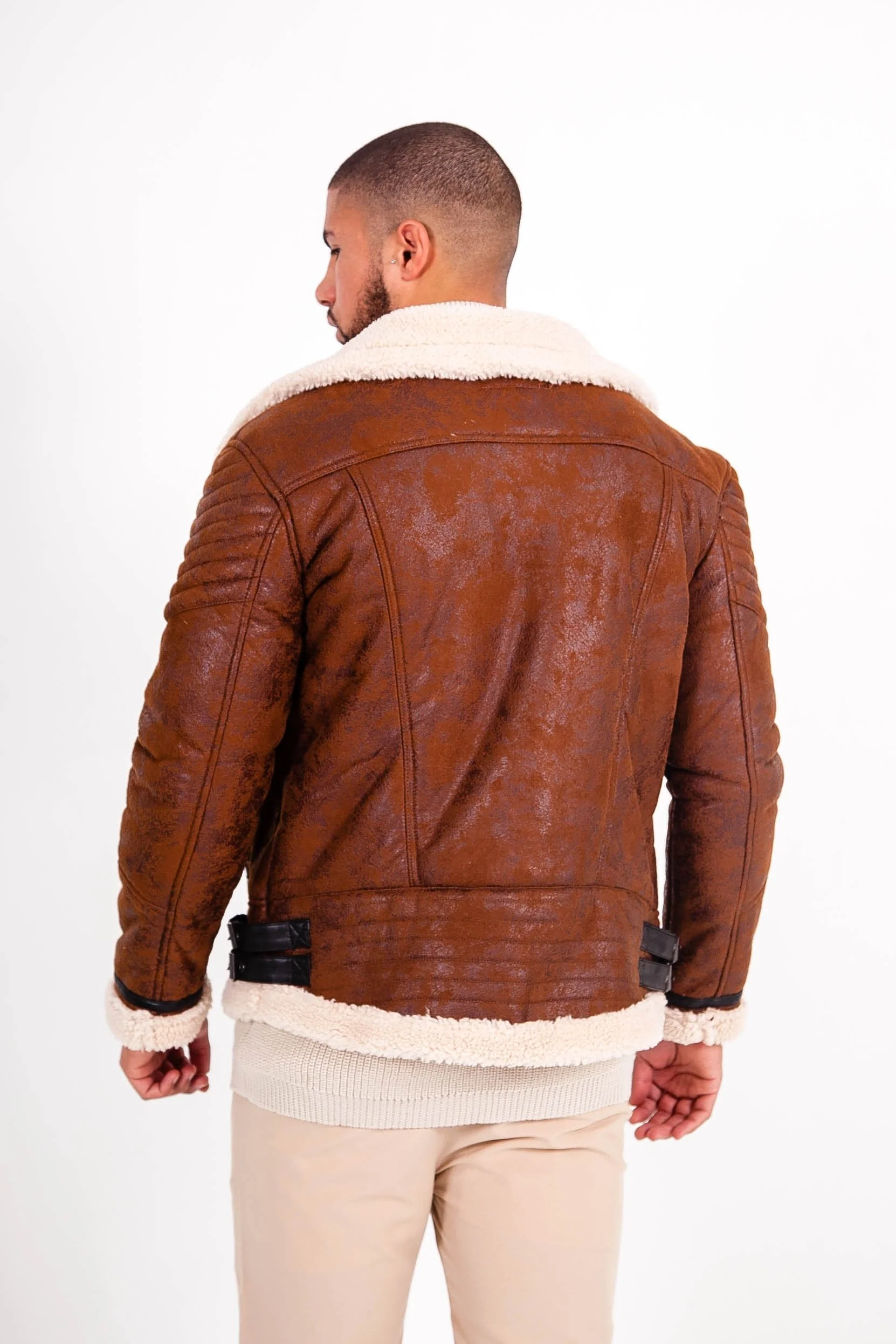 Veste aviateur sherpa Marron - Image 5