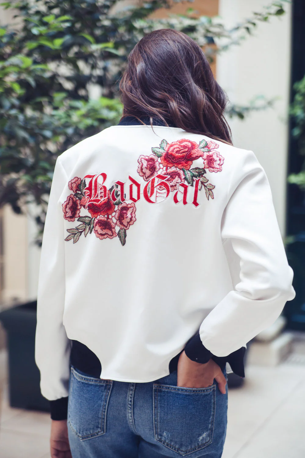 Veste Bad Gal broderie roses blanc - Image 2