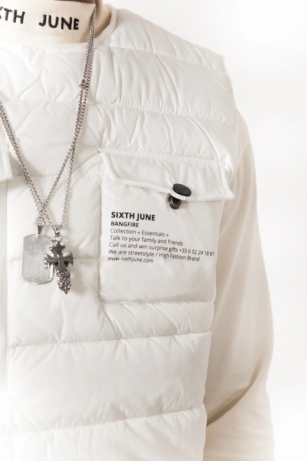 Veste bangfire matelassée sans manches blanc - Image 3