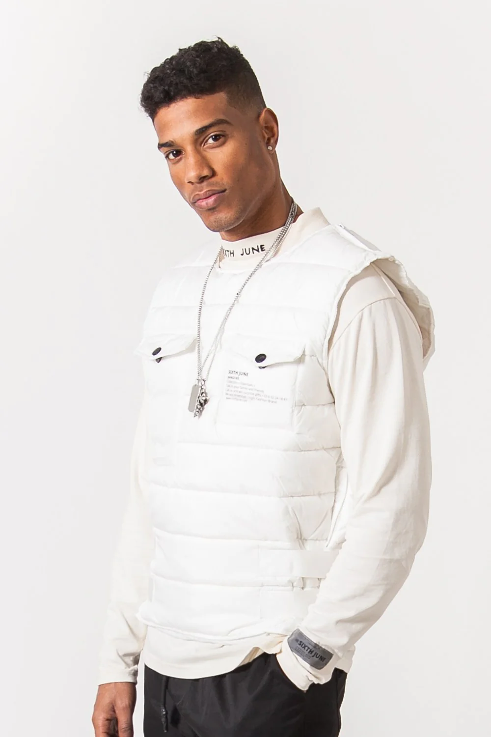 Veste bangfire matelassée sans manches blanc - Image 5
