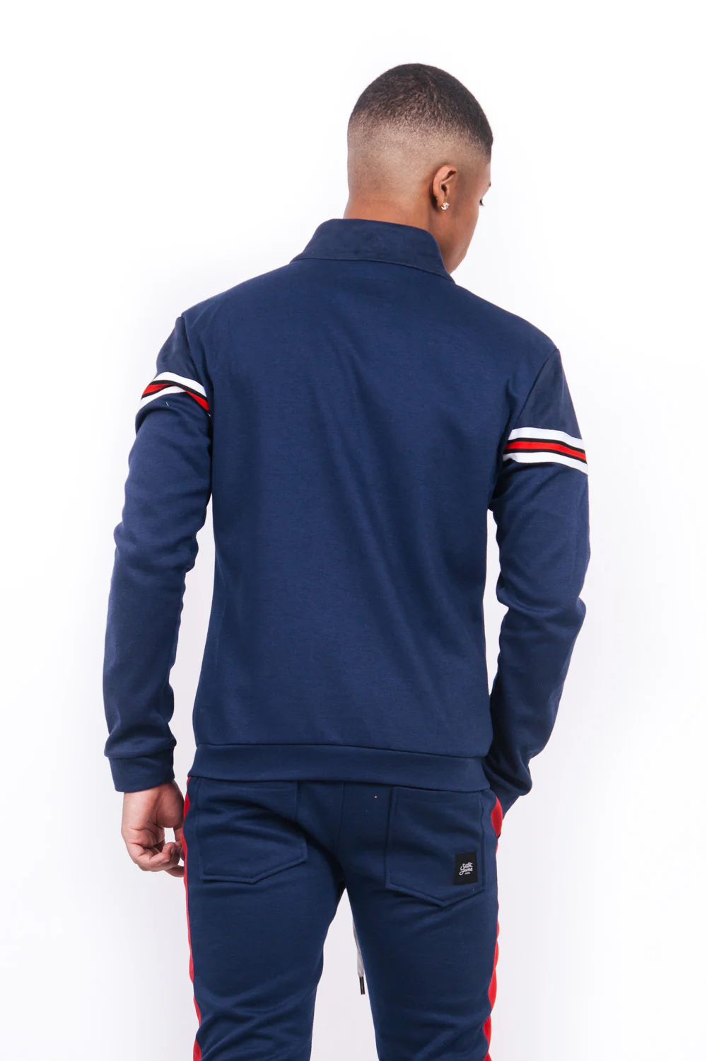 Veste bi-matière bandes V bleu - Image 4