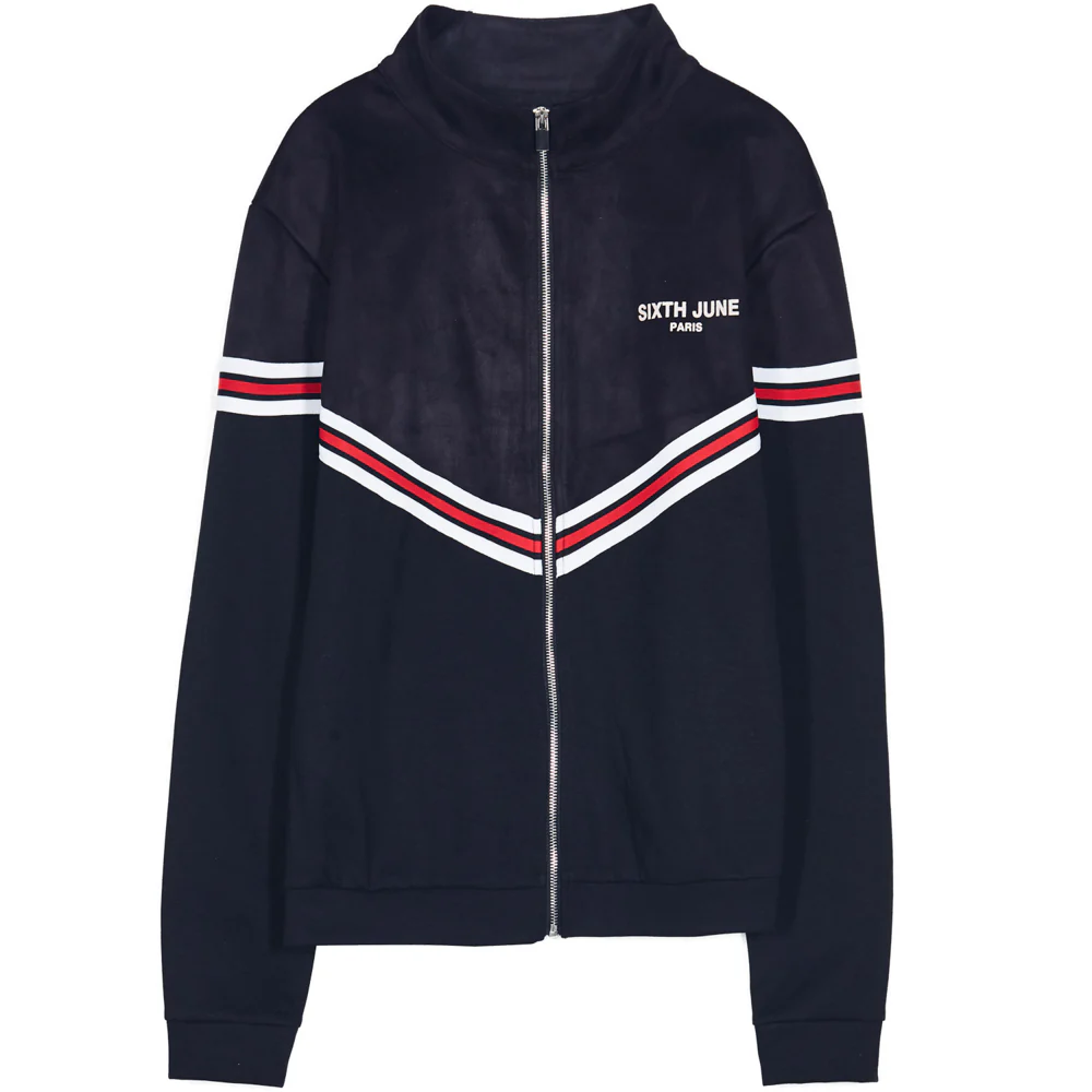 Veste bi-matière bandes V noire