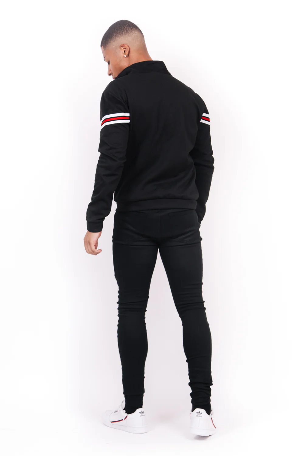 Veste bi-matière bandes V noire - Image 4