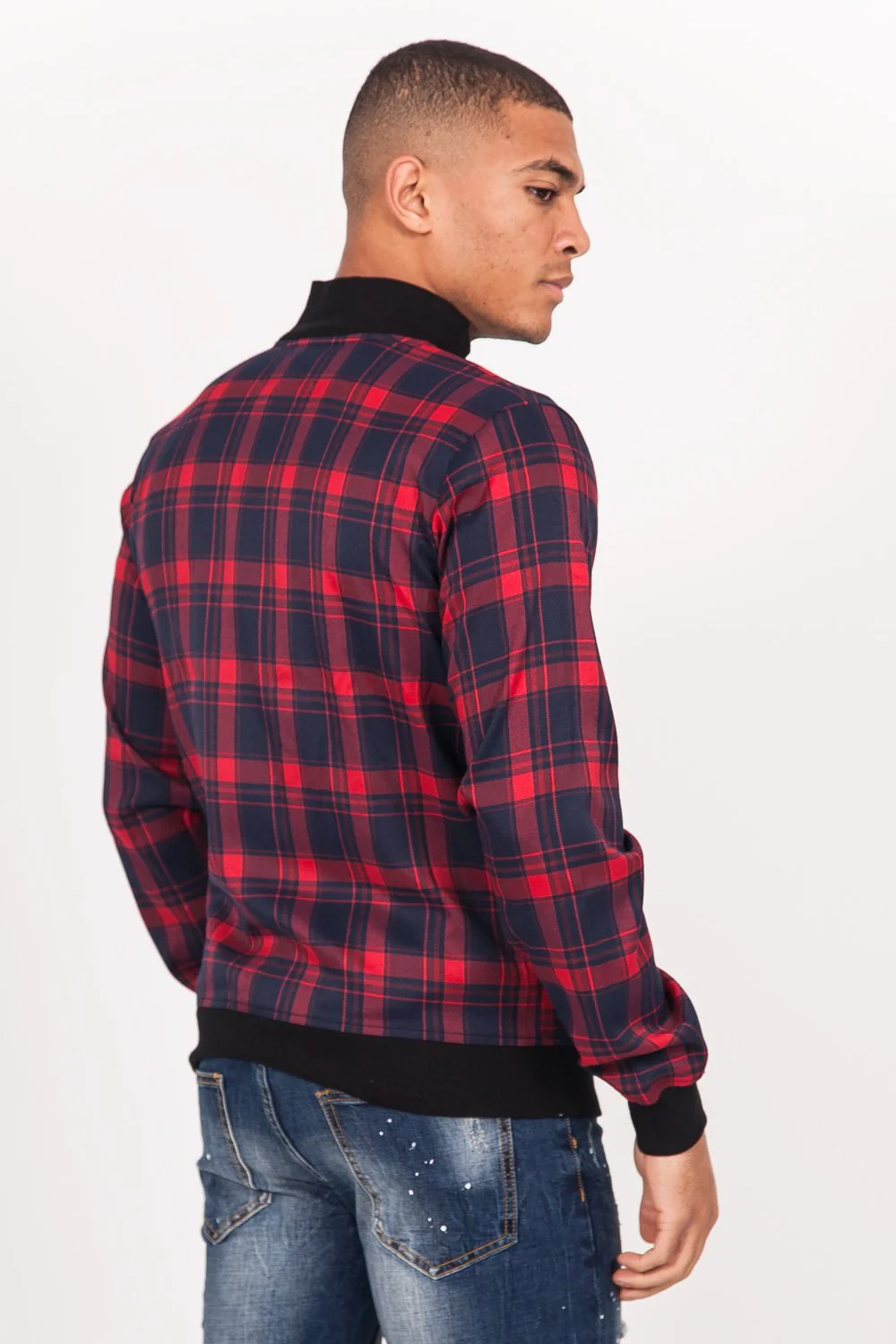 Veste imprimés tartan rouge bleu - Image 3