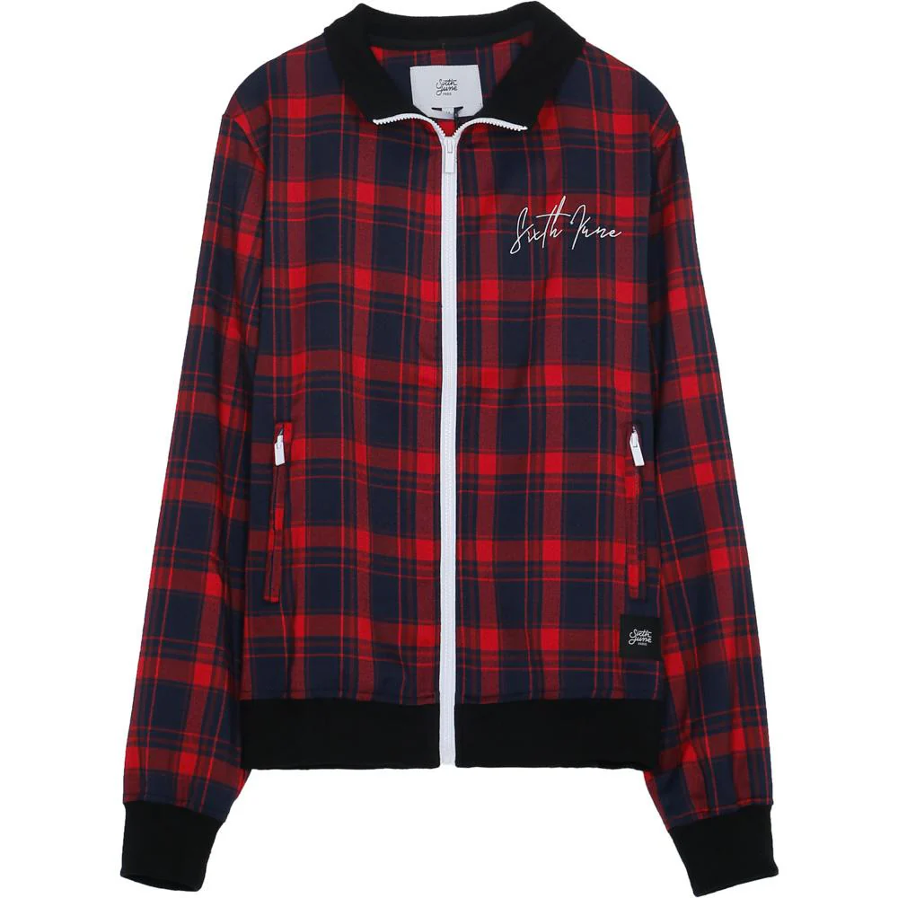 Veste imprimés tartan rouge bleu - Image 5