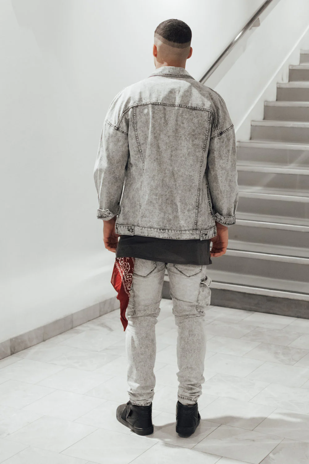 Veste jean large gris - Image 3