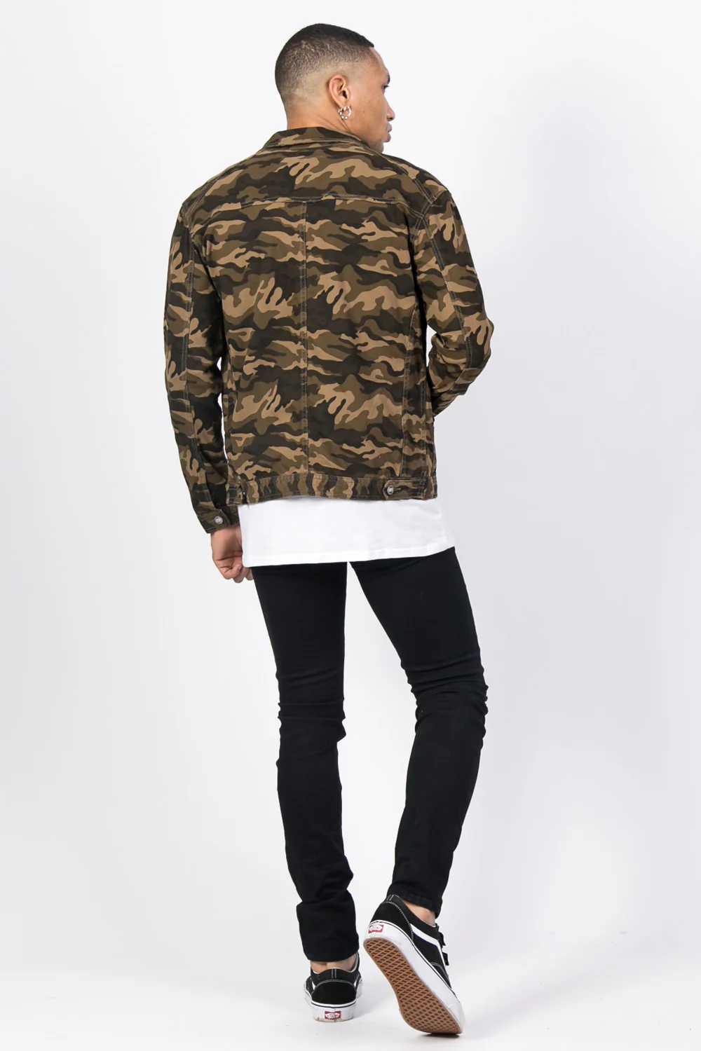 Veste jean camouflage brodée vert - Image 3