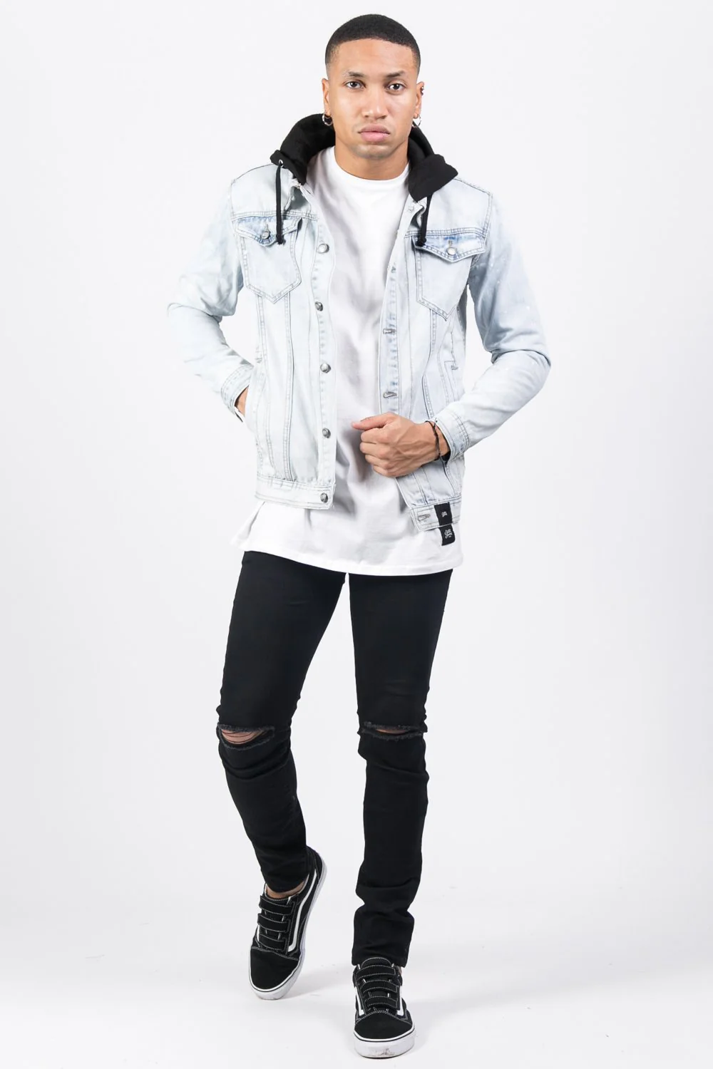 Veste jean capuche bleu - Image 2