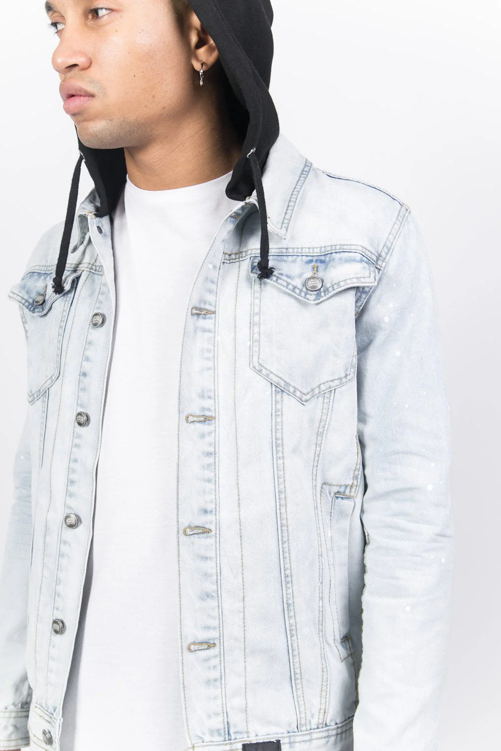 Veste jean capuche bleu - Image 3