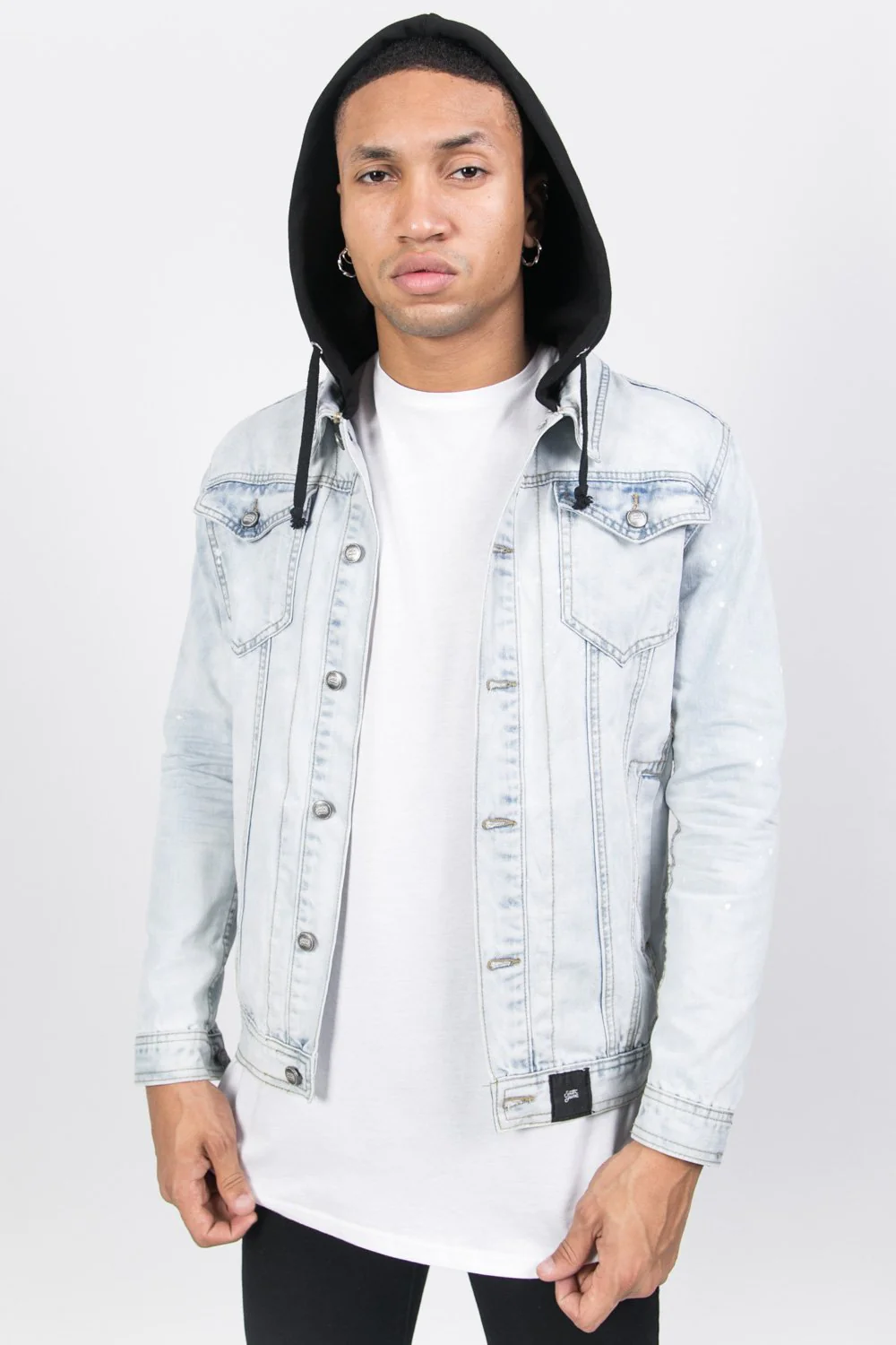 Veste jean capuche bleu - Image 4
