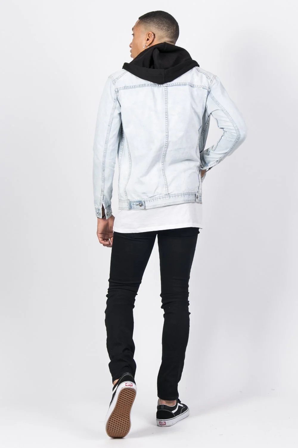 Veste jean capuche bleu - Image 5