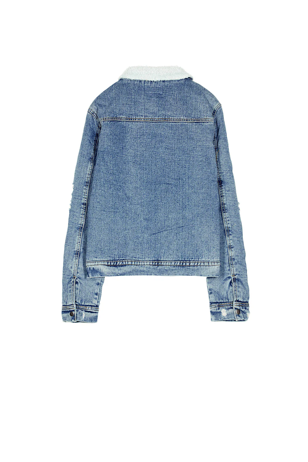 Veste jean sherpa destroy bleu - Image 7