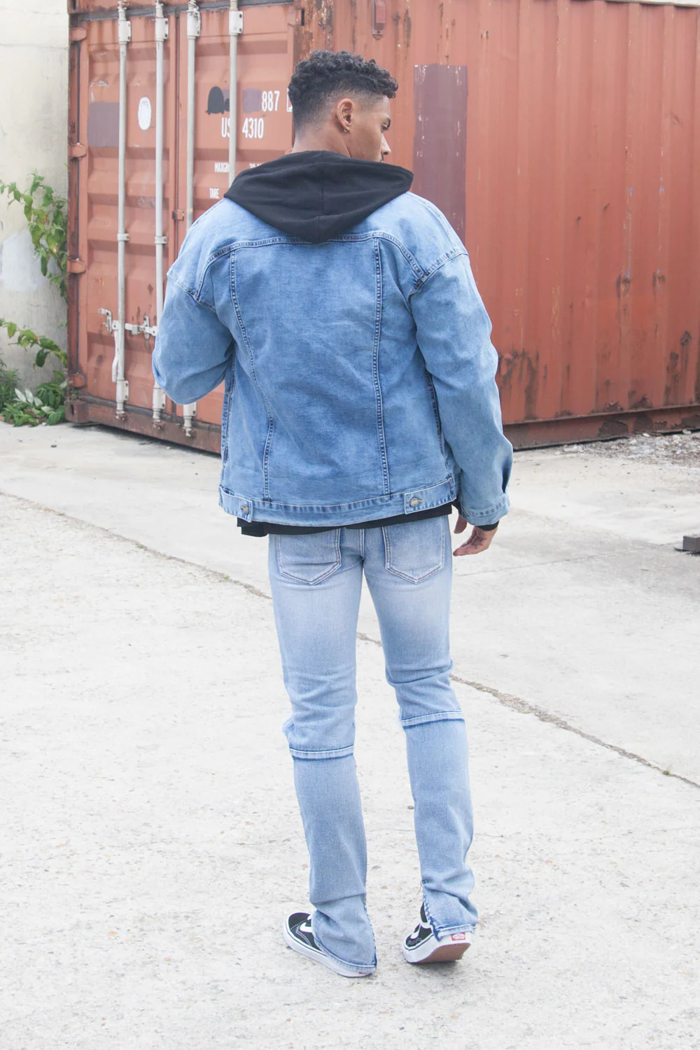 Veste jean épaules tombantes bleu - Image 5