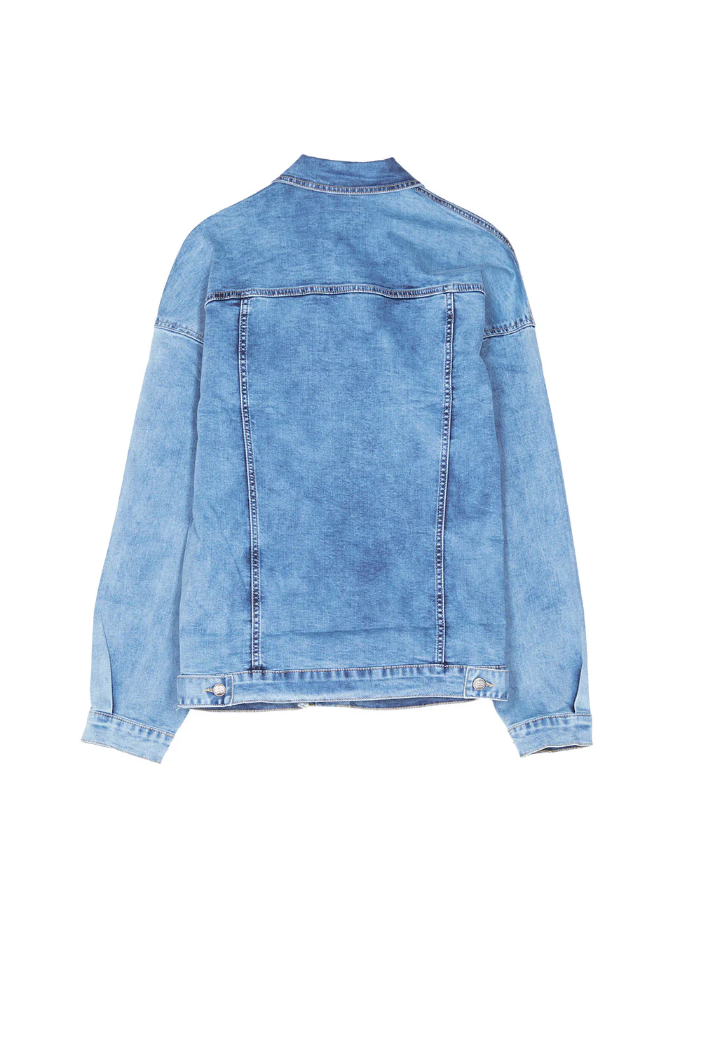 Veste jean épaules tombantes bleu - Image 7