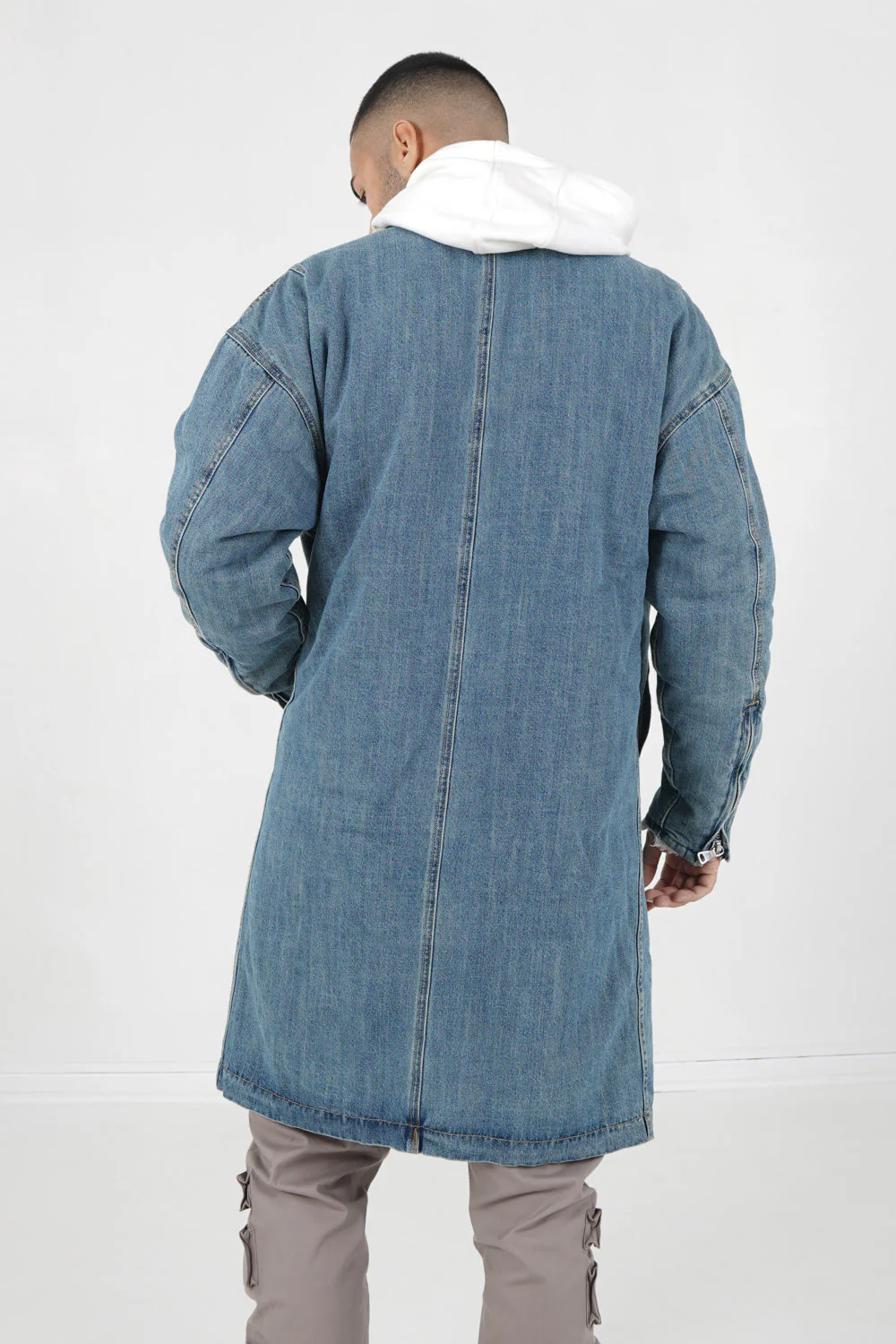 Veste jean longue doublée Bleu - Image 5