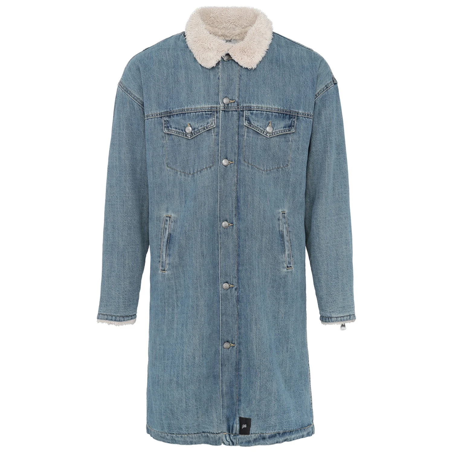 Veste jean longue doublée Bleu - Image 6