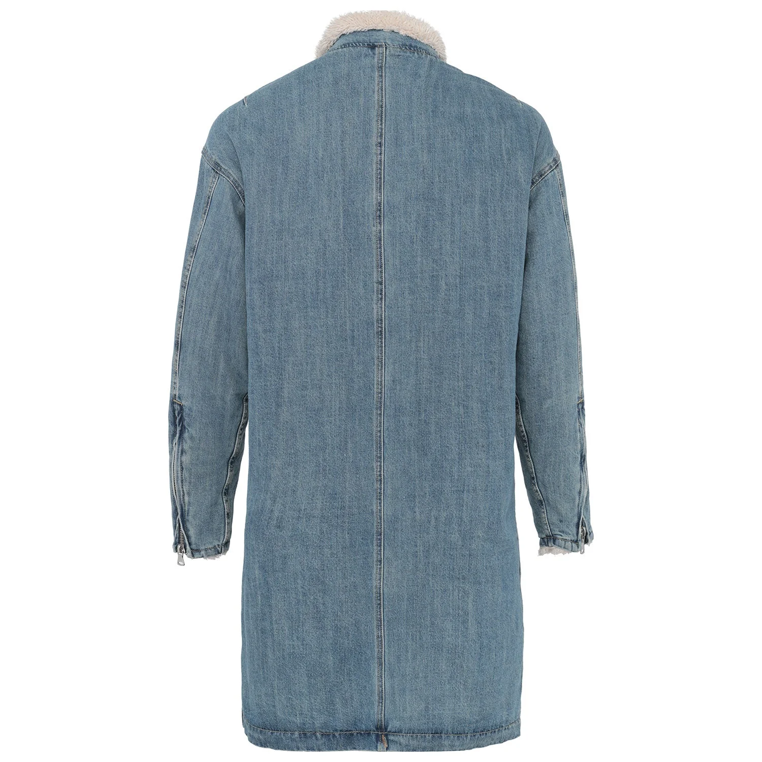 Veste jean longue doublée Bleu - Image 7