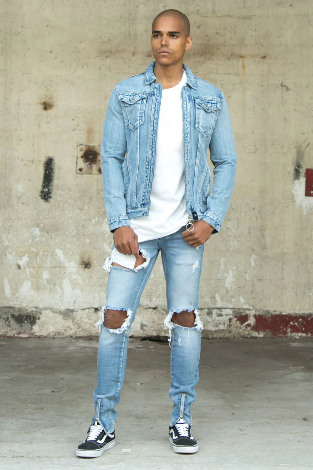 Veste jean zippée Sixth June bleu - Image 2