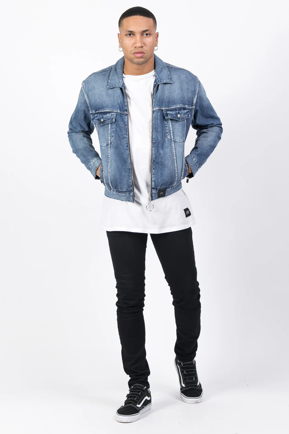 Veste jean zippée bleu - Image 2
