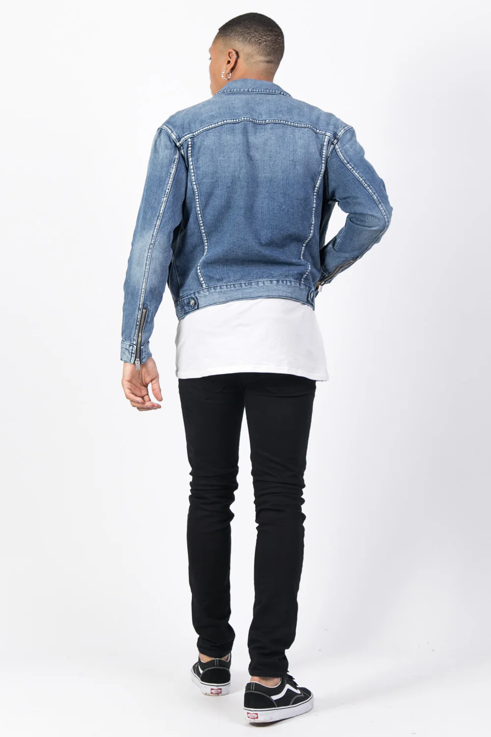 Veste jean zippée bleu - Image 3