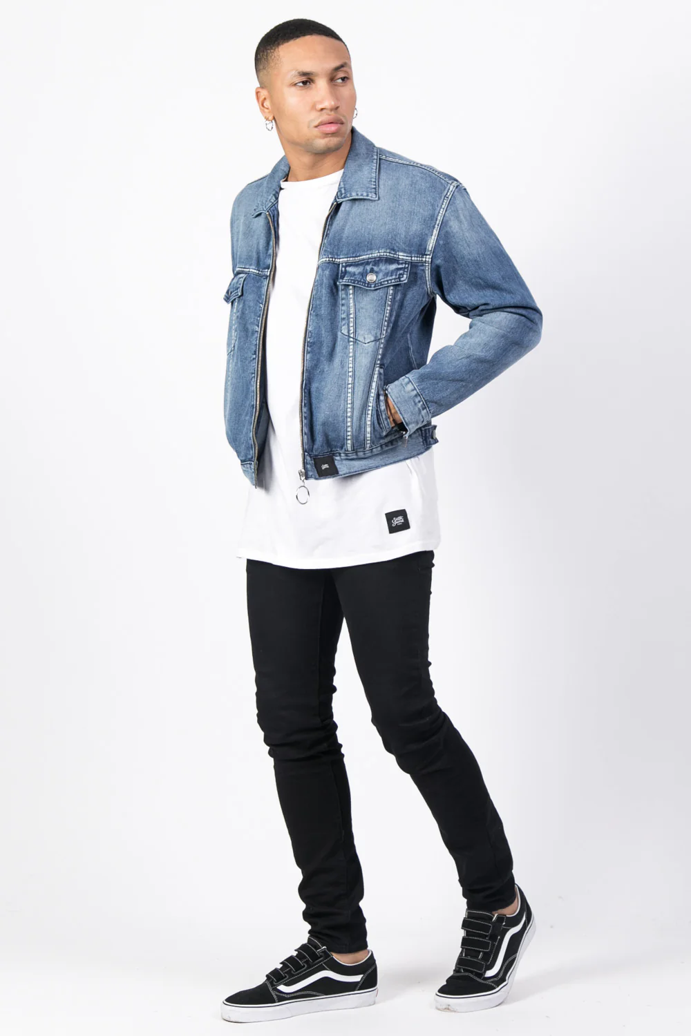 Veste jean zippée bleu - Image 4