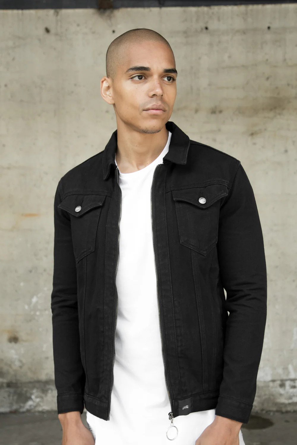 Veste jean zippée noir - Image 4
