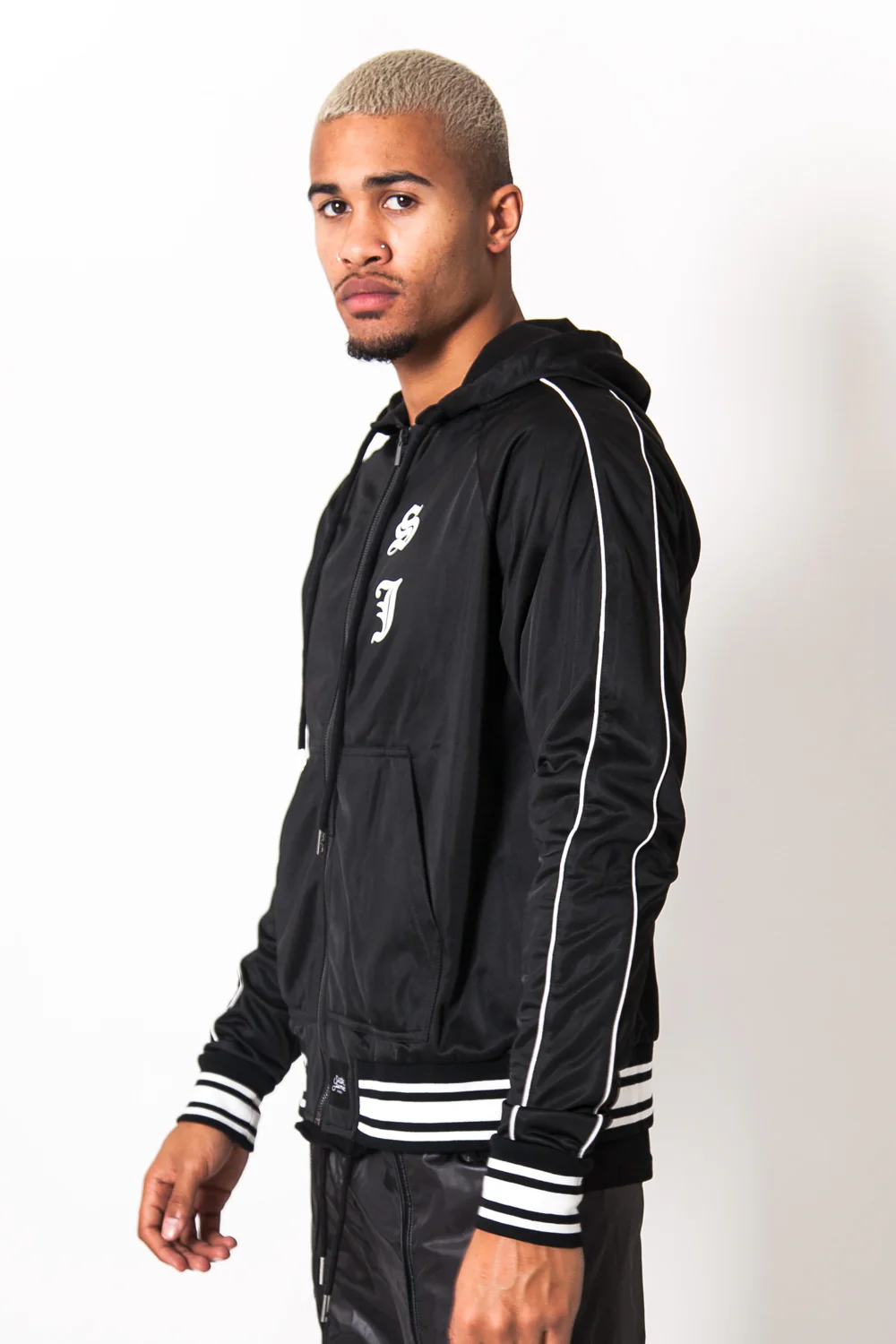 Veste jogging satin noir M2421CJA - Image 3