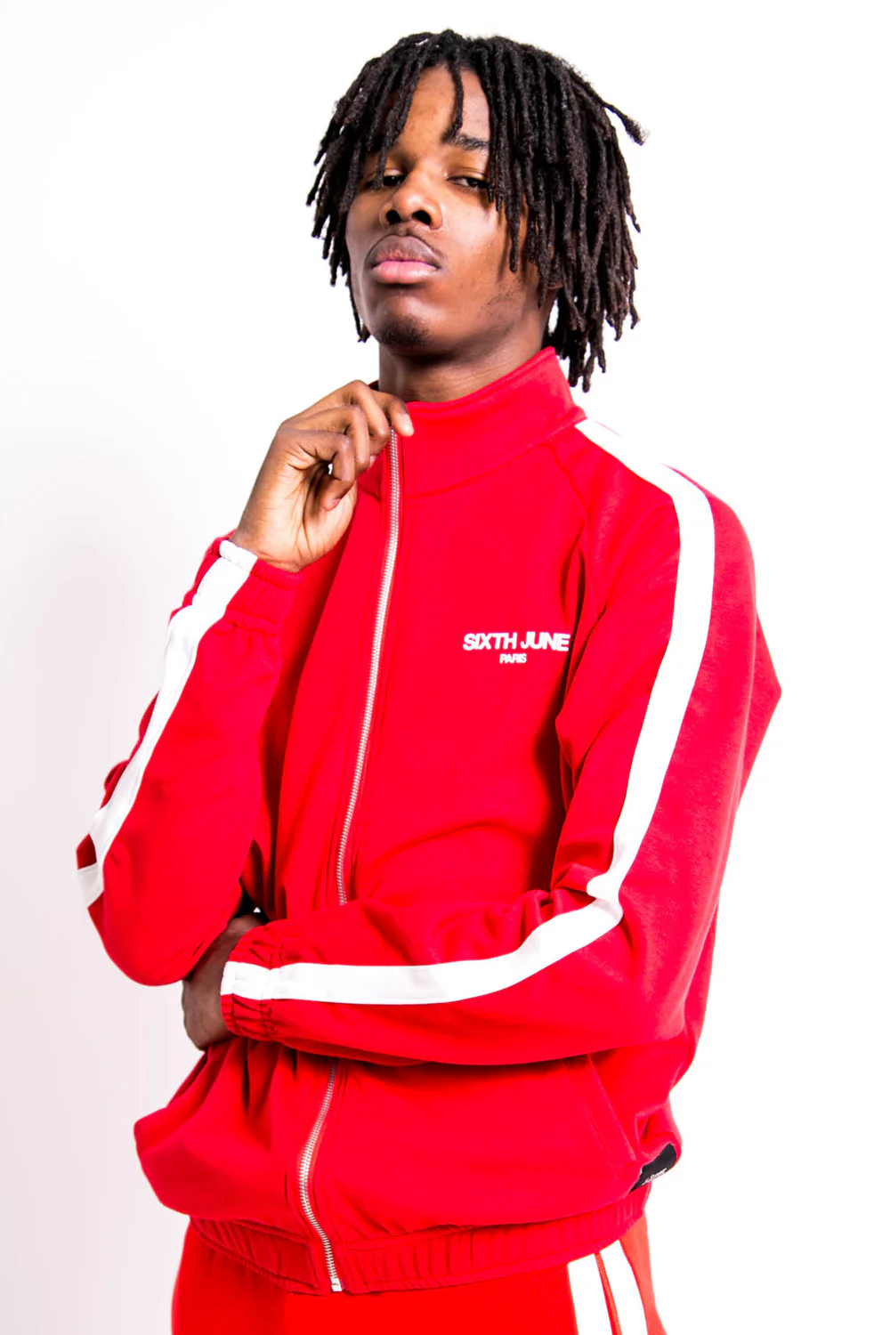 Veste logo bandes rouge blanc - Image 2