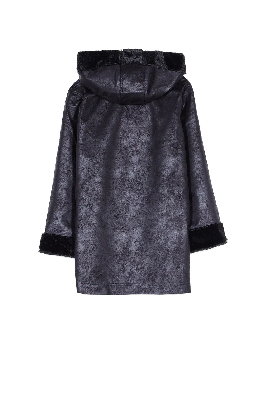 Veste longue doublée simili cuir mouton noir - Image 8