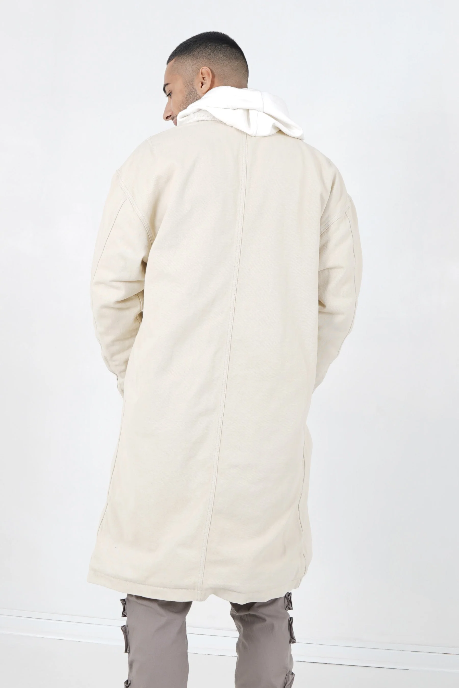 Veste longue jean doublée Beige - Image 5
