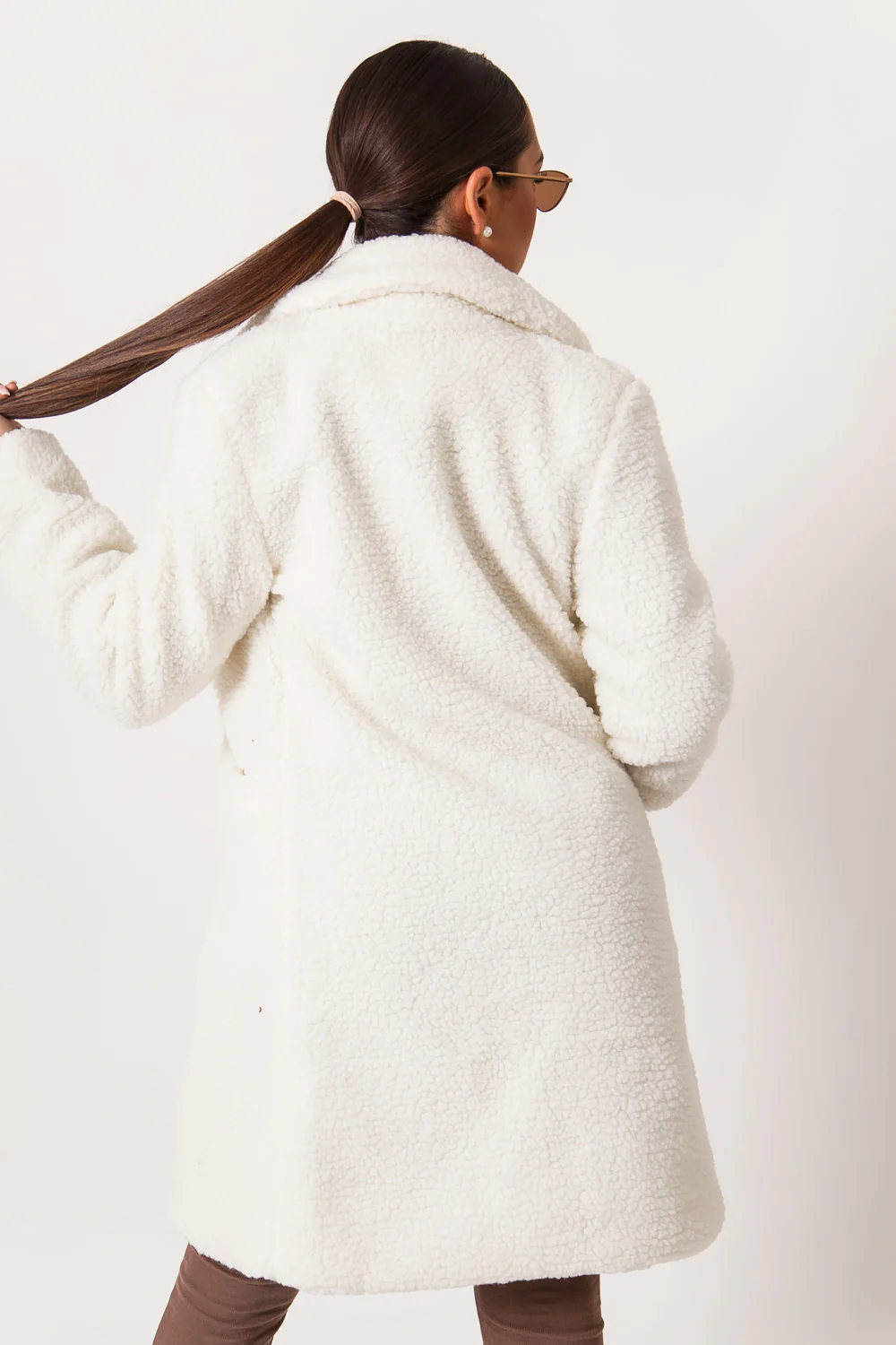 Veste longue sherpa blanc cassé - Image 5