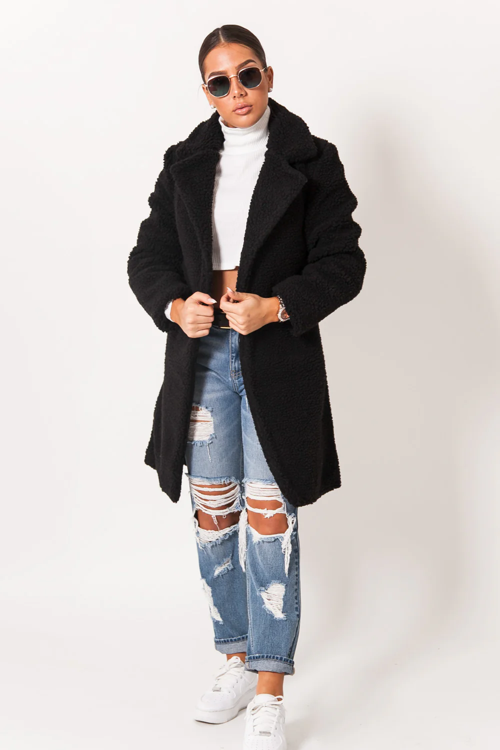 Veste longue sherpa noir - Image 6