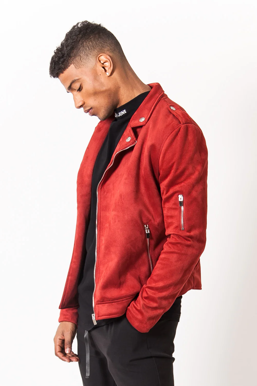 Jacket suede red - Image 4