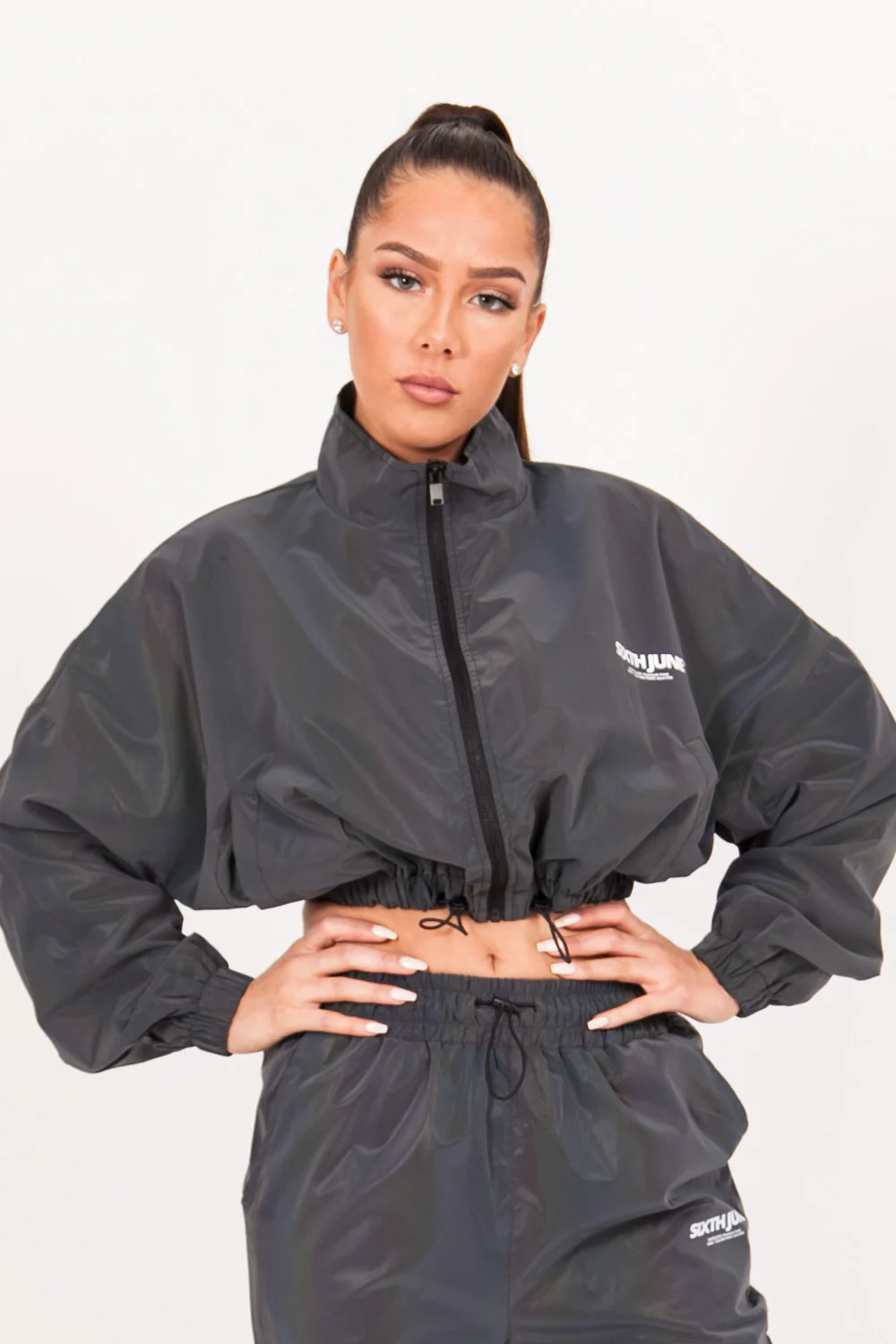Veste pétrole réfléchissante courte noir - Image 2