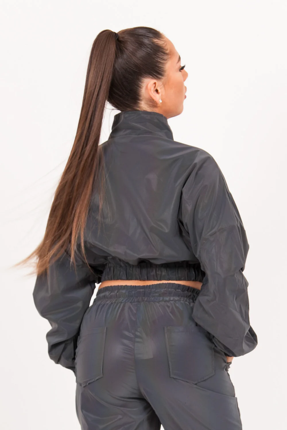 Veste pétrole réfléchissante courte noir - Image 5