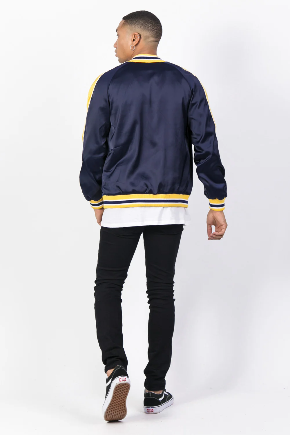 Veste satin bandes bleu jaune - Image 3