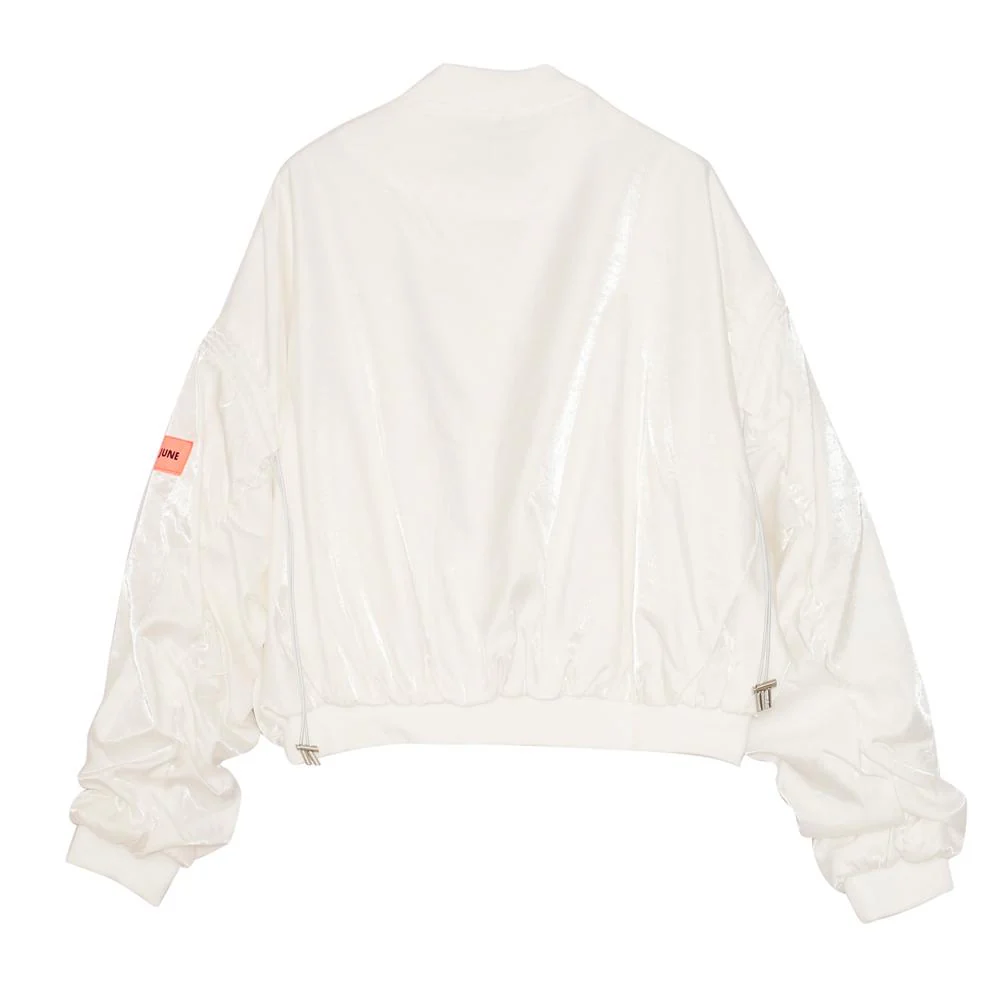 Veste satin empiècement logo Blanc - Image 8
