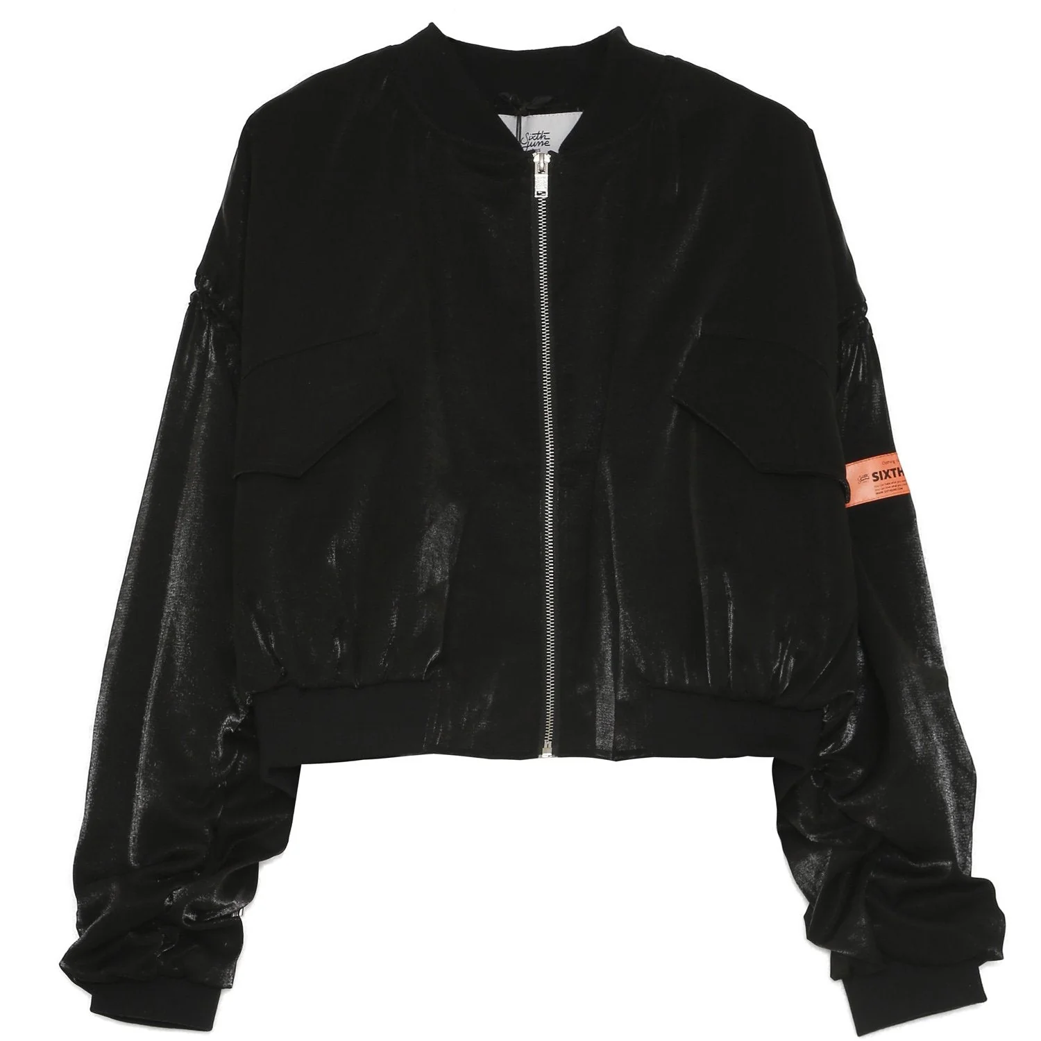 Veste satin empiècement logo Noir - Image 6