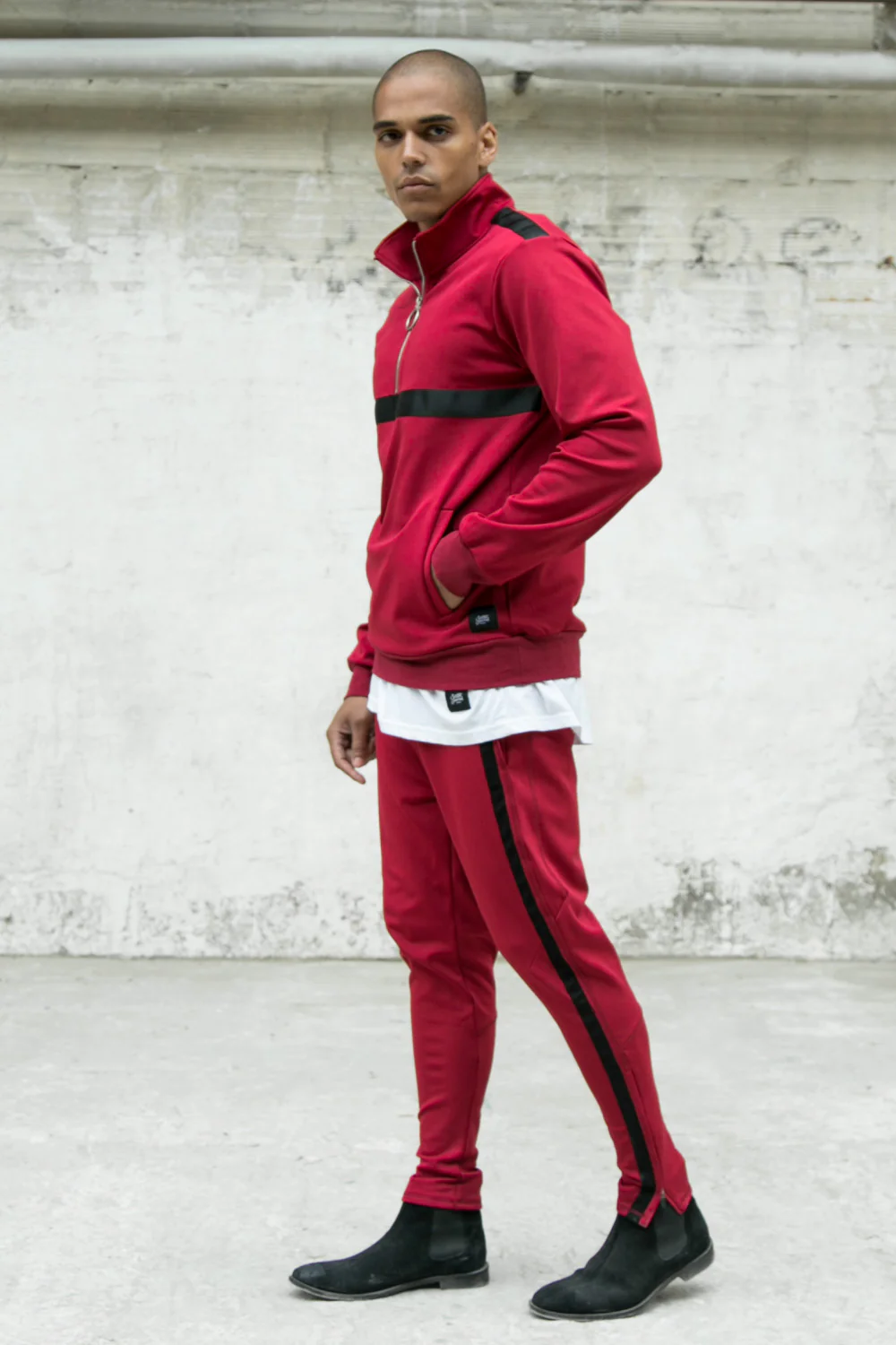 Veste sport bande satin bordeaux - Image 4