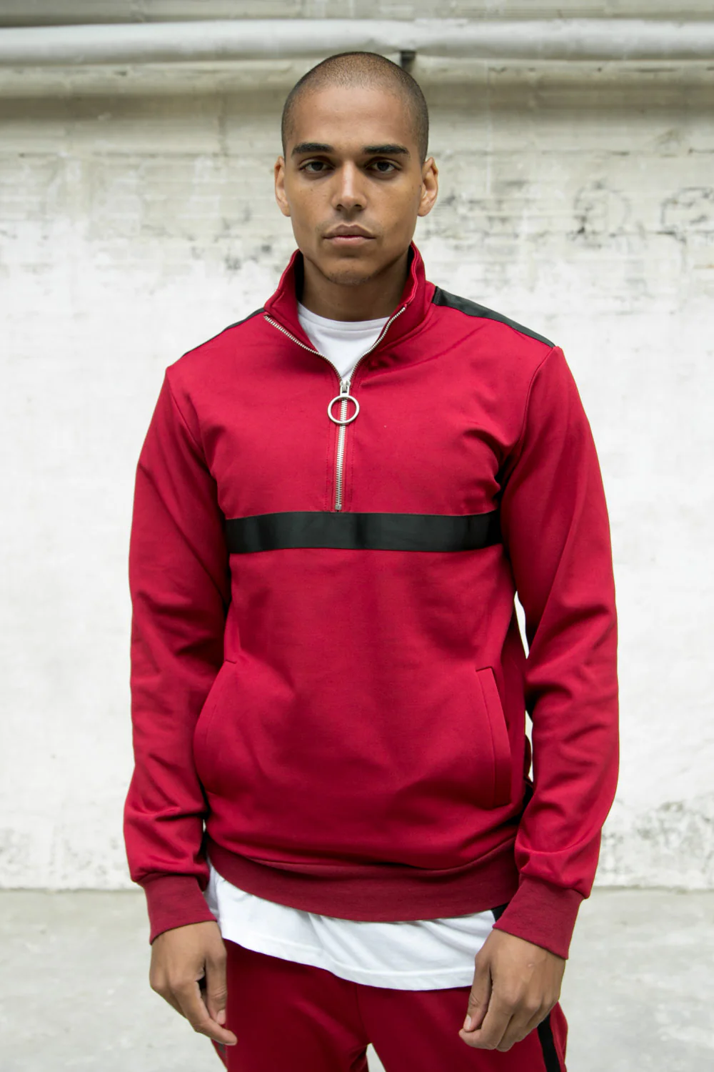 Veste sport bande satin bordeaux - Image 5