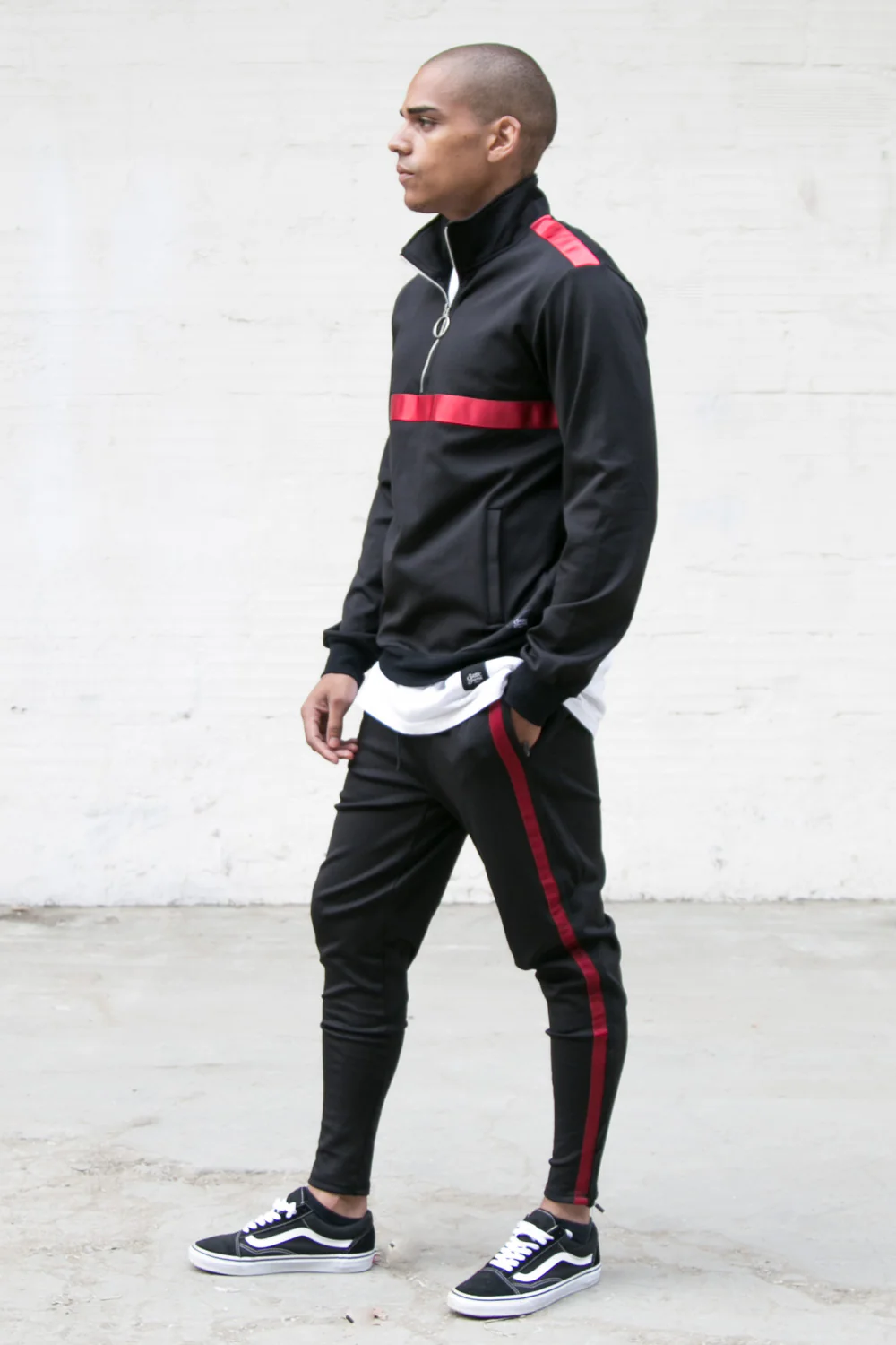 Veste sport bande satin noir - Image 4
