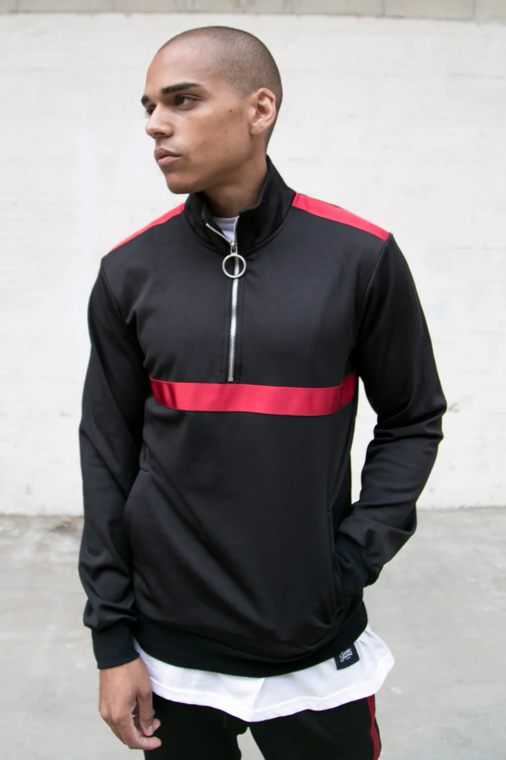 Veste sport bande satin noir - Image 5