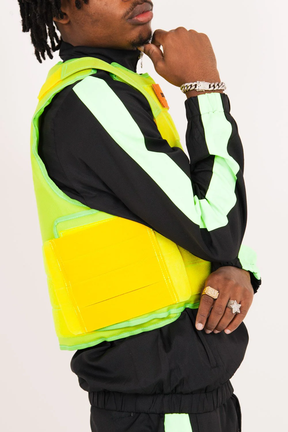 Veste tactique patch vert fluo - Image 3