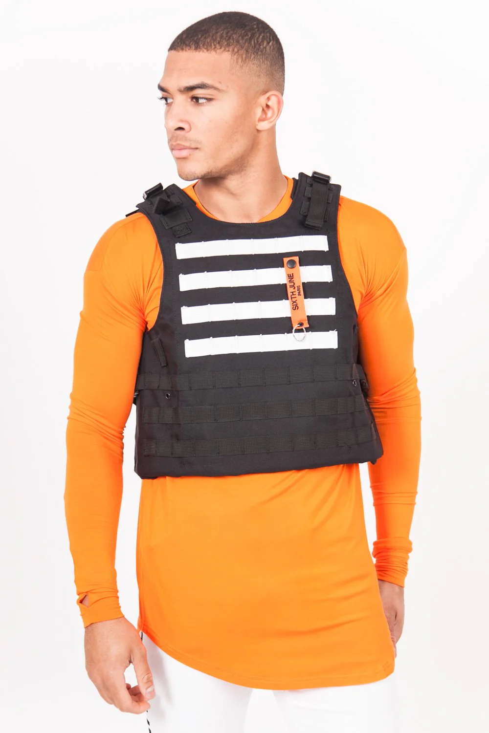 Veste tactique toile clip Noir blanc